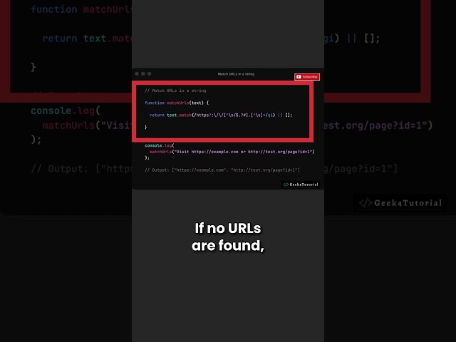 How to Extract URLs from Text in JavaScript | Regex Trick | JS shorts #shorts #javascript