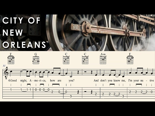 CITY OF NEW ORLEANS | STEVE GOODMAN | Complete | Acoutic Guitar Tutorial | TAB & Sheet Music