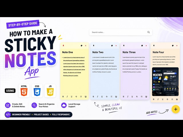 How To Build Strick Notes App Using HTML CSS and JavaScript