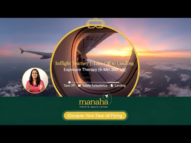 Inflight Experience | Take-off, Turbulence & Landing | Exposure Therapy (6-Min 360° VR)