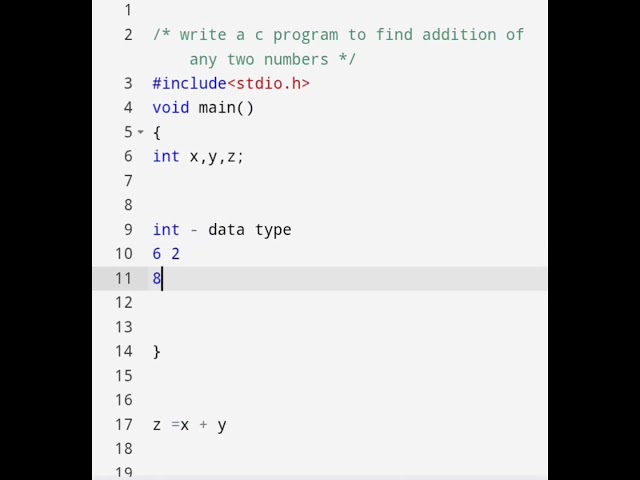 Basic code to understand c program, sum of two numbers #cprogramming #cprogram