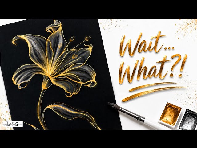 WOW! Is This Watercolor?! 😱 Stunning Watercolor on Black Paper Flower Tutorial