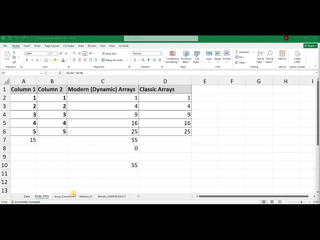 Excel Class 4 - SUMPRODUCTS Array funtion