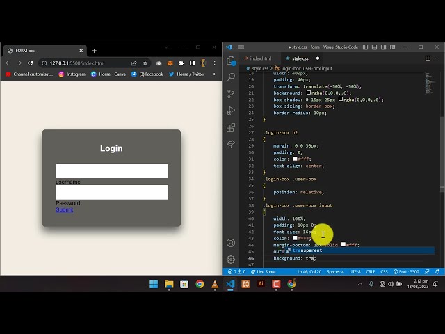 animated form button using html css