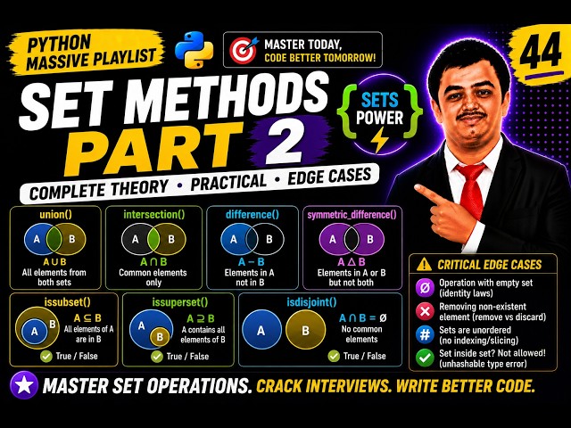 Python Video 44🐍 Mathematical Set Operations in Python 🚀| Python Series #44