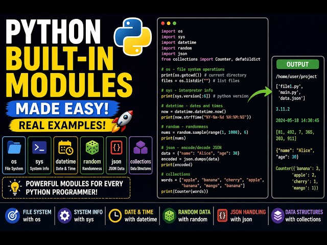 Python Standard Library Explained | os, sys, datetime, random, json (Full Guide)