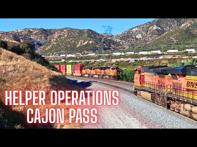 HOW BNSF USES HELPERS ON CAJON PASS - Panoramic Views as Freight Trains Climb Massive Mountain Pass