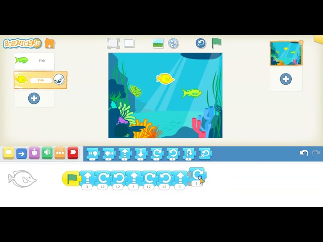 Coding an ABC pattern in ScratchJr - two patterns at the same time.
