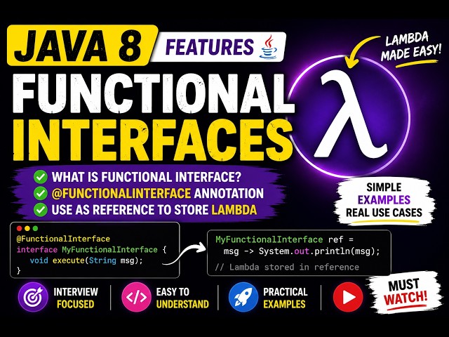 Java 8 Functional Interfaces Explained | @FunctionalInterface, Lambda & Real Examples
