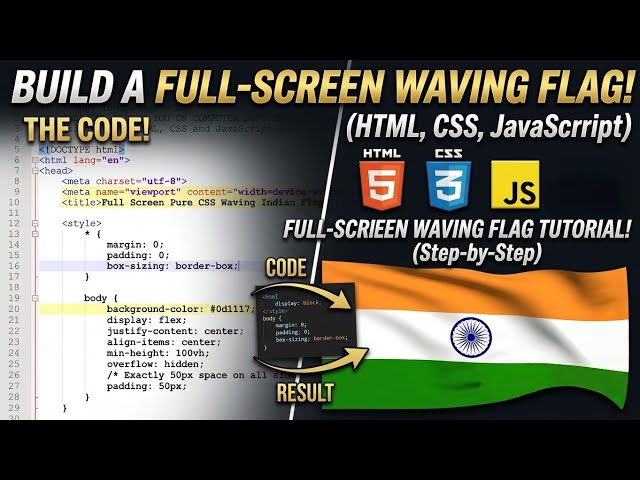 How to Build a Full-Screen Waving Indian Flag using HTML, CSS & JavaScript 🇮🇳 | Computer Soft Skills