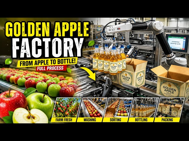 How Apple Juice Is Made in a Factory 🍎 | From Washington Apples to Golden Apple Juice