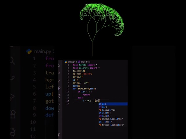Draw a Tree Using Python Turtle 🎄#python  #shorts#code #coding #fyp #foryoupage #trending #animation