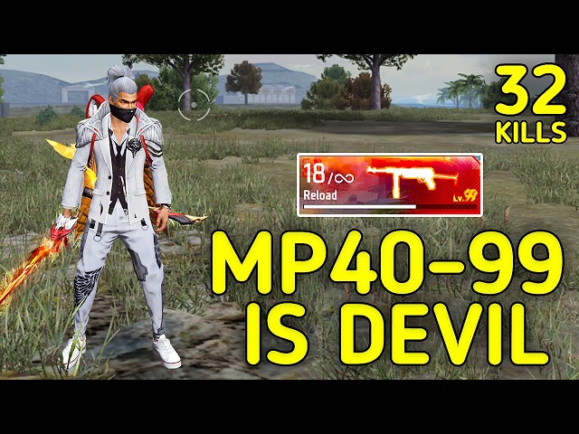 New LVL-99 MP40🔥😱 !!! MOST DANGEROUS MP40 EVER IN FF ??? ||SOLO VS SQUAD ||90% HEADSHOT INTEL I5