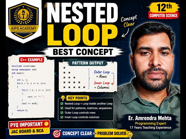 Nested Loop in C++ | Best Concept for Class 12 Computer Science | JAC Board & BCA | #PYQ #students
