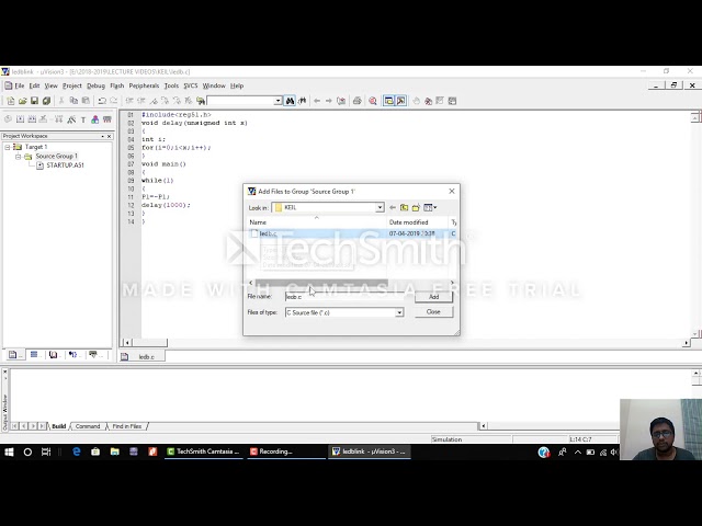 LED blinking using Keil- 8051 Microcontroller Embedded C program