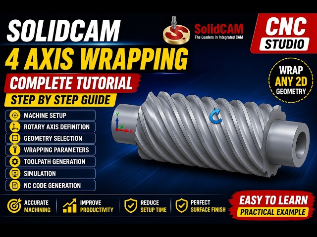 53_SolidCAM 4 Axis Wrapping Tutorial | Complete Step-by-Step Guide