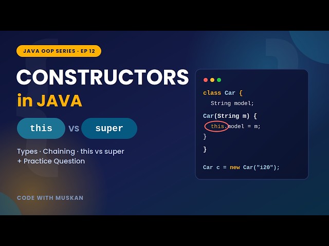 Constructors in Java Explained | Types, this & super Keyword (with Practice Question)