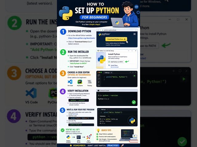 How to Set Up Python for Beginners 🐍 | Python Installation Step-by-Step #pythonforbeginners