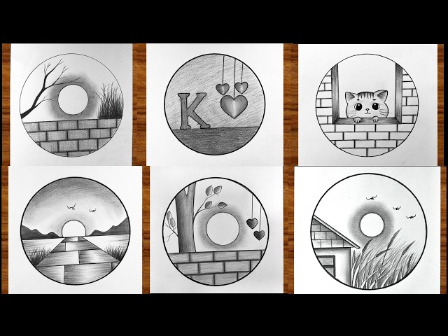 Easy circle scenery drawing | Easy drawing for beginners | Drawing in circle scenery step by step