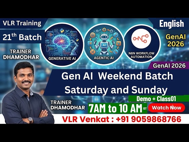 Gen AI + Agentic AI with N8N + MCP with Claude weekend 7AM IST 21st Batch Weekend  Demo + Class01