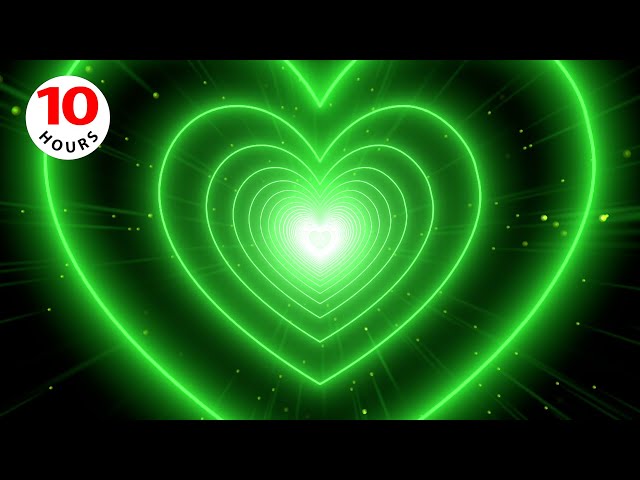 Neon harttunnel achtergrond 💚 Groene hartachtergrond │ LED-verlichting hartachtergrond videoloop 10 uur