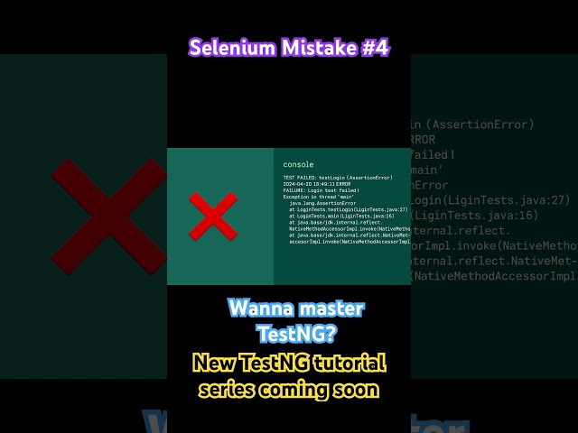 Selenium Mistake 4 #testng #selenium #testing #qa #automation #tester #bug #coding #quality