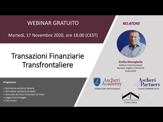 Webinar: Transazioni Finanziarie Transfrontaliere