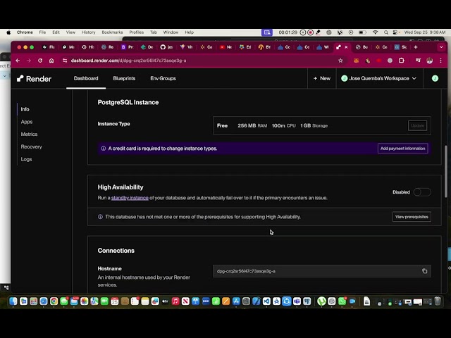 Connect render to DataBase pgAdmin - Adding tables