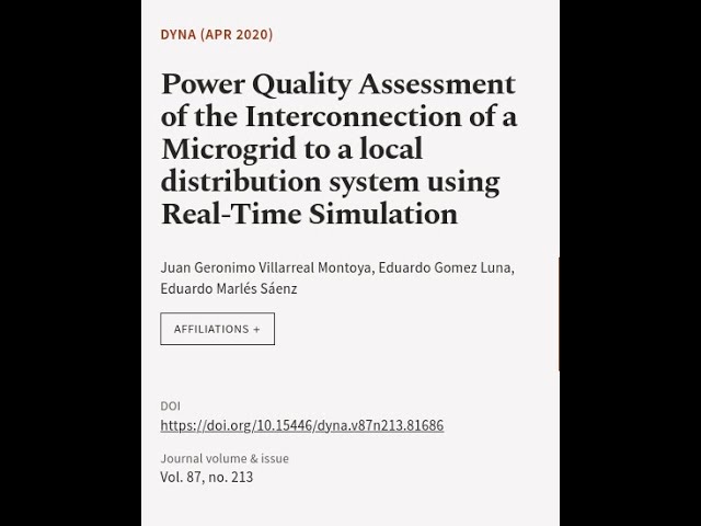 Power Quality Assessment of the Interconnection of a Microgrid to a local distributio... | RTCL.TV