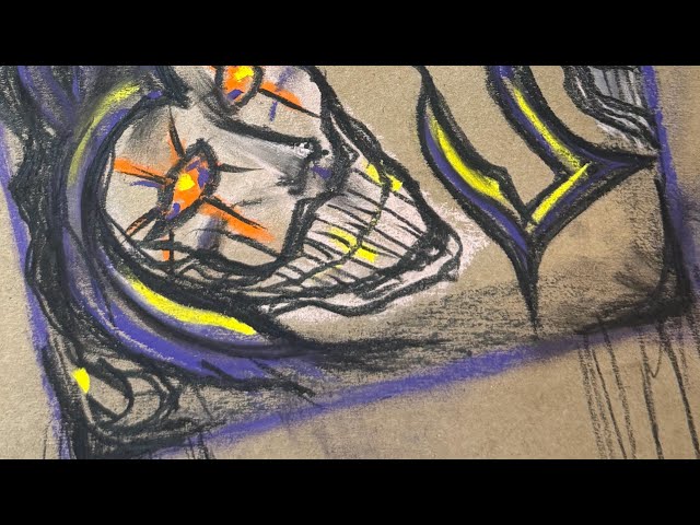 Drawing a Joker Card in Charcoal and Pastel 
