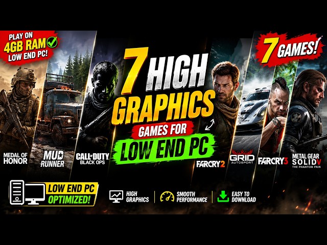 7 HIGH GRAPHICS Games That Run on LOW END PC 😱🔥 (4GB RAM | Decent Graphics Card Needed)