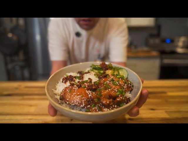 Quick teriyaki chicken rice bowl. Dinner time.
