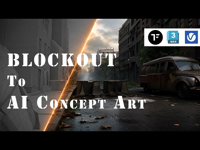 3D Blockout to AI Concept Art - tyDiffusion and 3ds Max workflow