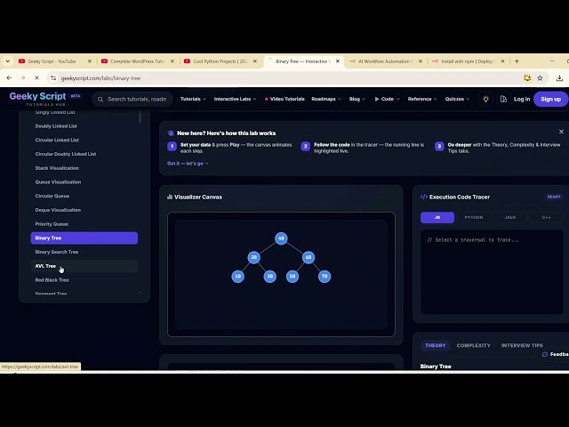 Visit geekyscript.com Interactive Labs for Data Structure, Quizzes, Tutorials, Online IDE, and more!