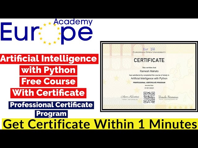 Artificial Intelligence With Python Free Course With Certificate | Europe Academy Free Courses