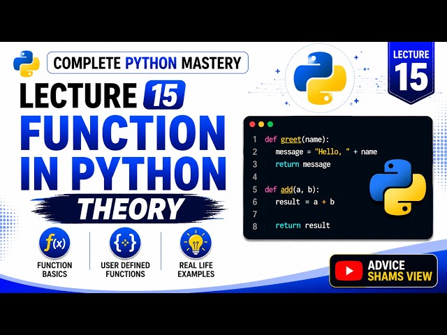 Functions in Python | Theory Session | Complete Python Mastery | Lesson 12 | Hindi/Urdu