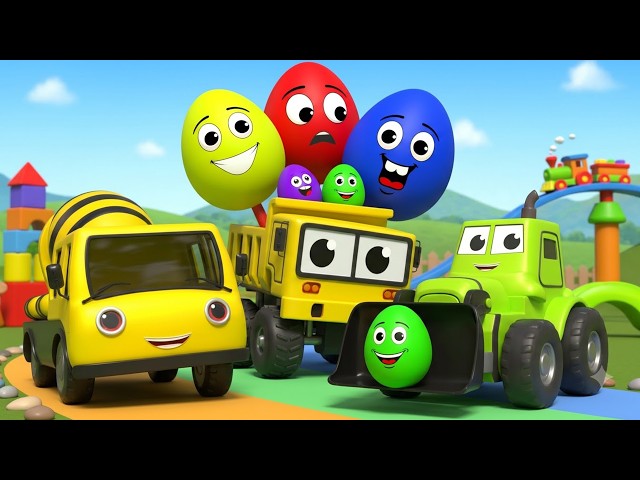 Construction Trucks for Kids | Excavator, Dump Truck & Colorful Surprise Eggs | Learning Adventure