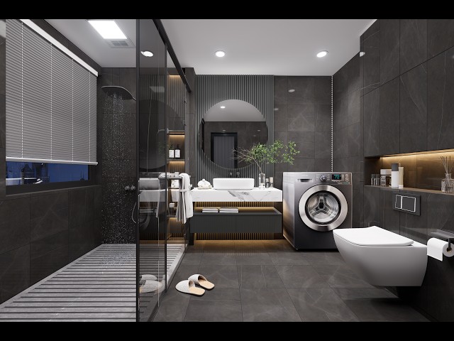 Modern Luxury Bathroom Design in SketchUp & D5 Render | Full