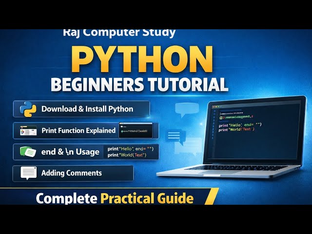 Python 1st Class Practical | Python Installation, Print Function, end & \n Explained | Beginner