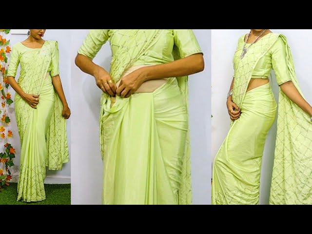 SILK SAREE DRAPING PERFECTLY // how to wear silk saree tight fitting | saree draping step by step