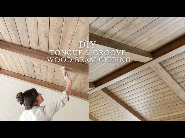 DIY Tongue & Groove Wood Beam Ceiling USING PINE WOOD!