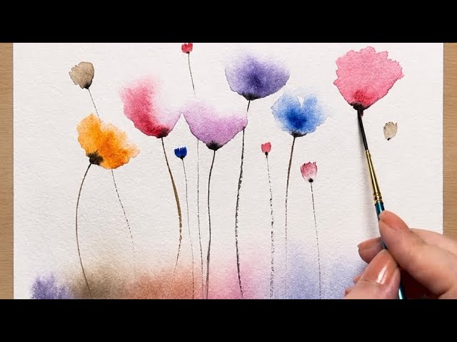 Simple Watercolor Flowers | easy & Beautiful Flower Painting for Beginners