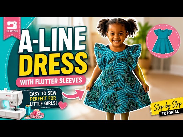 Easy A-line dress with Flutter Sleeves | Sewing tutorial 