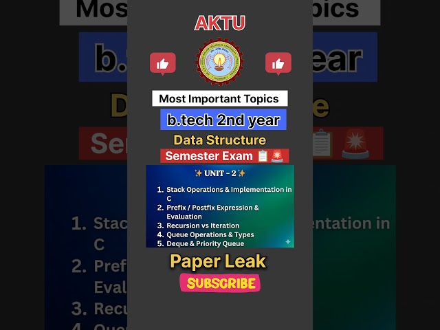AKTU BTech 2nd year Stacks & Queues Unit 2 🔥 | Data Structures AKTU | The Next Engineer