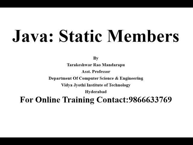 Java Static members | static keyword | static variables | static methods | static blocks