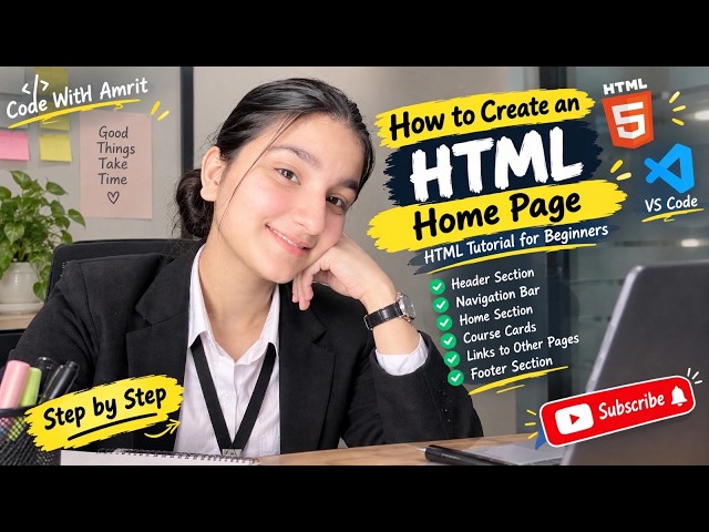 How to Create an HTML Home Page | HTML Tutorial for Beginners | VS Code