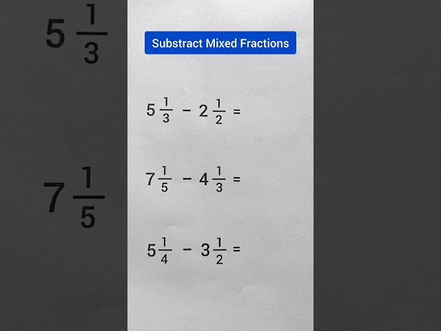 Substract Mixed Fractions #mathematics #maths #fraction #shorts #ytshorts #trendingshorts