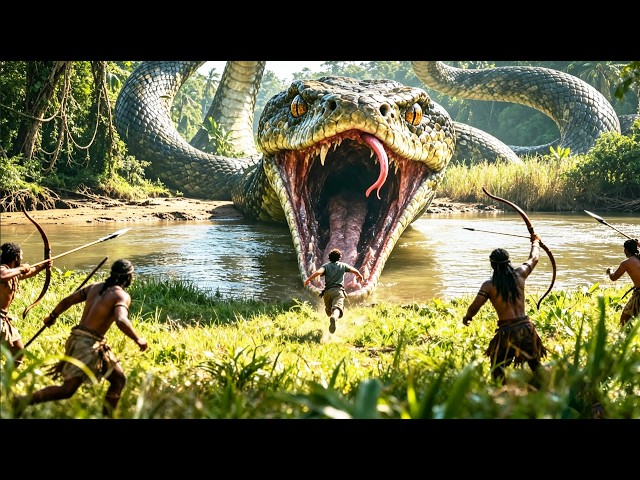 A Prehistoric Giant Snake Attacks—Trapped in the Jungle, They Fight to Survive!#horror  #monster