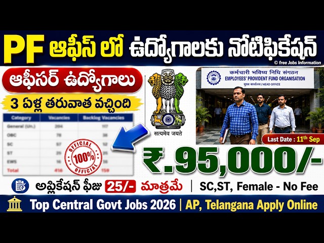 📢 PF ఆఫీస్ లో ఉద్యోగాలకు నోటిఫికేషన్ | EPFO APFC Notification 2026 | Govt Jobs | UPSC Job Search