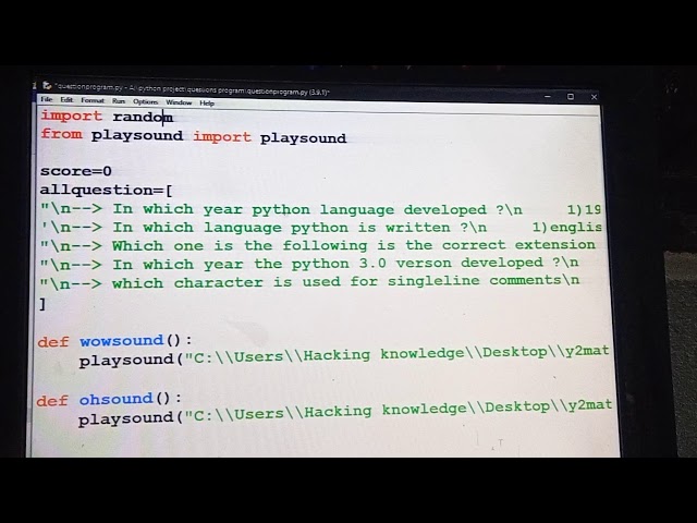 MCQ quiz program using python